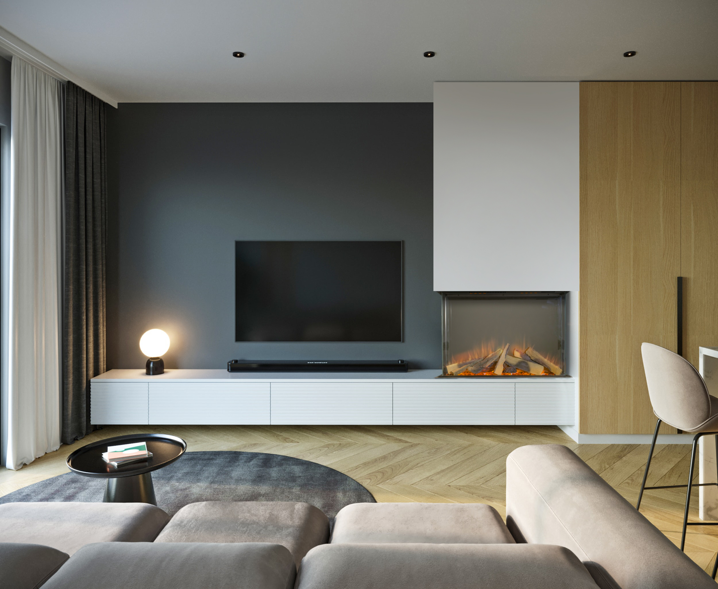 NERO 780 - Electric Media Wall Fireplace with Remote Control