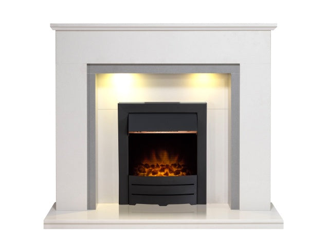 Allnatt White & Grey Marble Fireplace with Colorado Black, 48 Inch