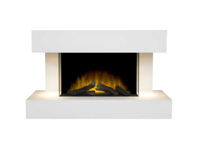 Altair Wall Mounted Electric Fire Suite with Downlights & Remote Control in Pure White