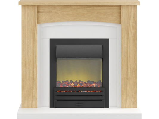 Chilton Fireplace Suite in Oak with Eclipse Electric Fire in Black, 39 Inch