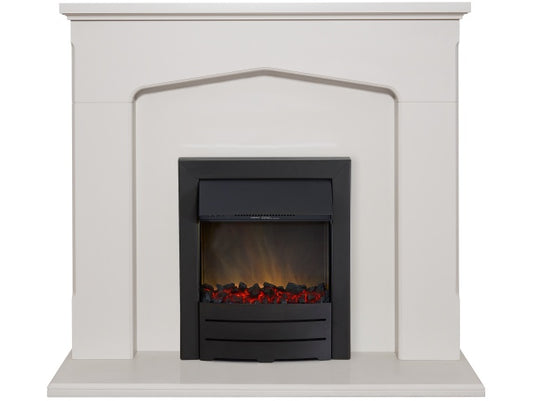 Cotswold Fireplace Suite in Stone Effect with Colorado Electric Fire in Black, 48 Inch