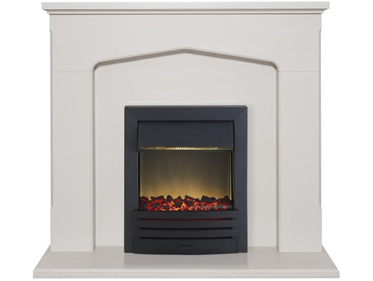 Cotswold Fireplace Suite in Stone Effect with Eclipse Electric Fire in Black, 48 Inch