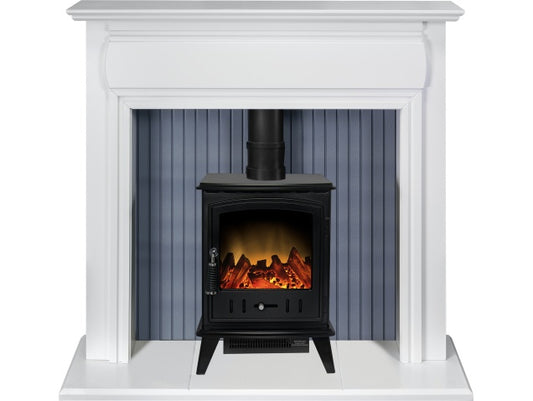 Florence Stove Suite in Pure White with Hudson Electric Stove in Black