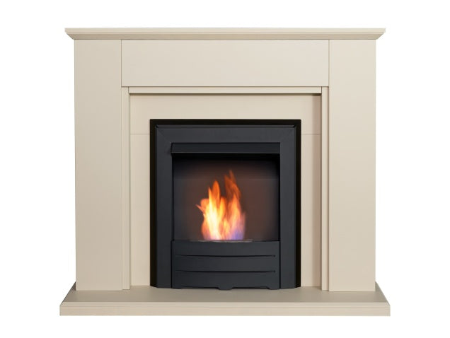 Greenwich Fireplace Suite in Stone Effect with Colorado Bio Ethanol Fire in Black, 45 Inch