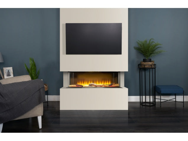 Sahara Pre-Built Media Wall Fireplace Package 1