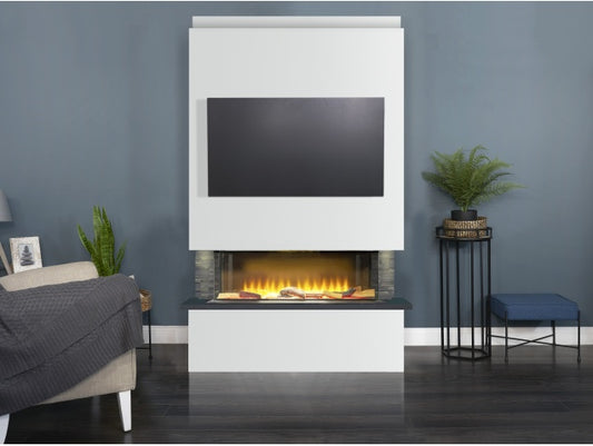 Sahara Pre-Built Media Wall Fireplace Package 2