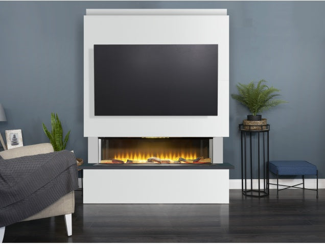 Sahara Pre-Built Media Wall Fireplace Package 3