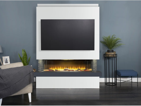 Sahara Pre-Built Media Wall Fireplace Package 4