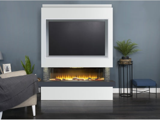 Sahara Pre-Built Media Wall Fireplace Package 5 with TV Recess