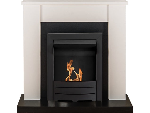 Solus Fireplace in Black & White with Colorado Bio Ethanol Fire in Black, 39 Inch