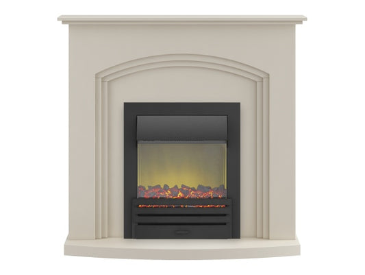 Truro Fireplace Suite in Cream with Eclipse Electric Fire in Black, 41 Inch