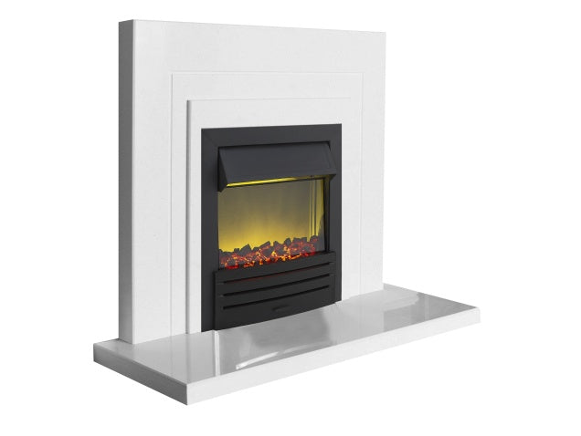 Belair White Marble Fireplace with Eclipse Black Electric Fire, 44 Inch