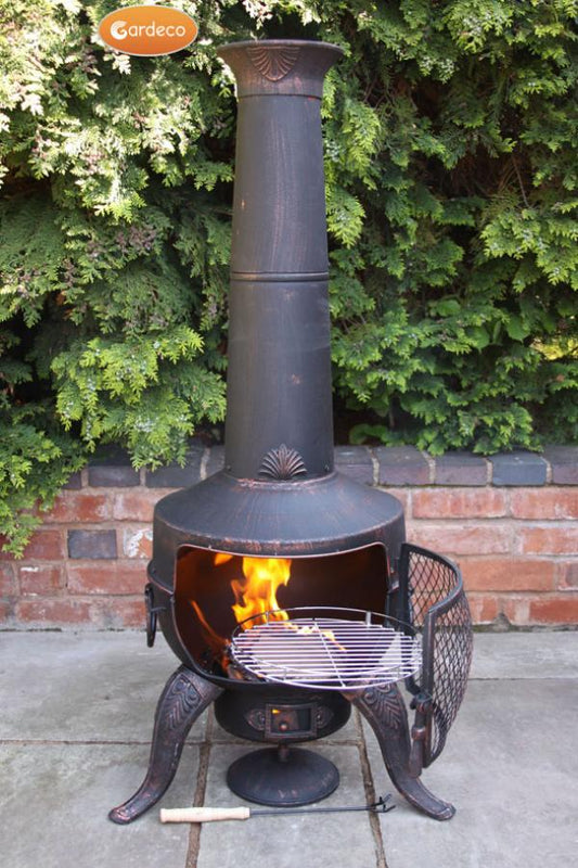 Large Tia Chimenea in Bronze including BBQ Grill