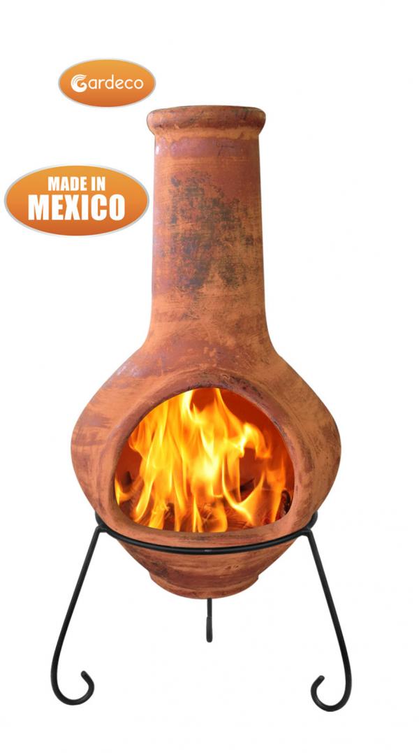 Jumbo Mexican Chimenea Tibor brown including stand and lid