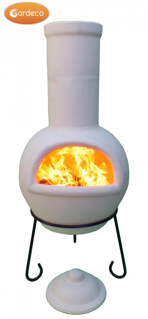 Sempra large Chimalin AFC chimenea in natural clay, including lid & stand