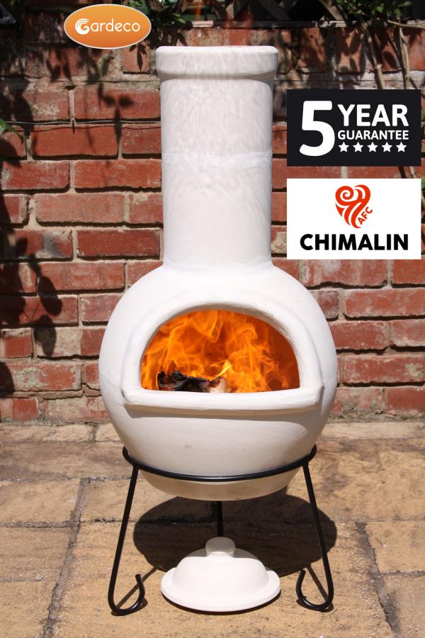 Sempra large Chimalin AFC chimenea in natural clay, including lid & stand