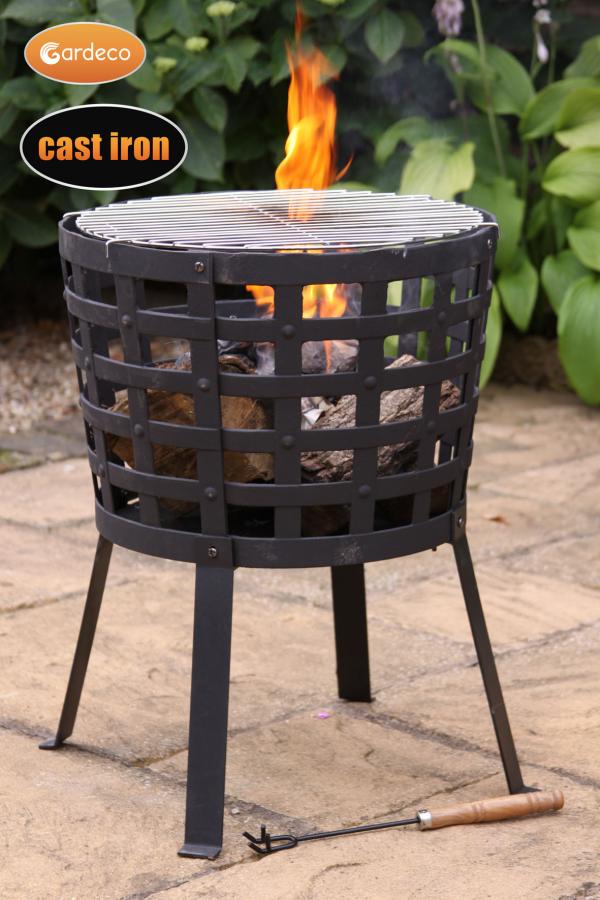 Aragon Big Fire Cast Iron Firepit including BBQ Grill