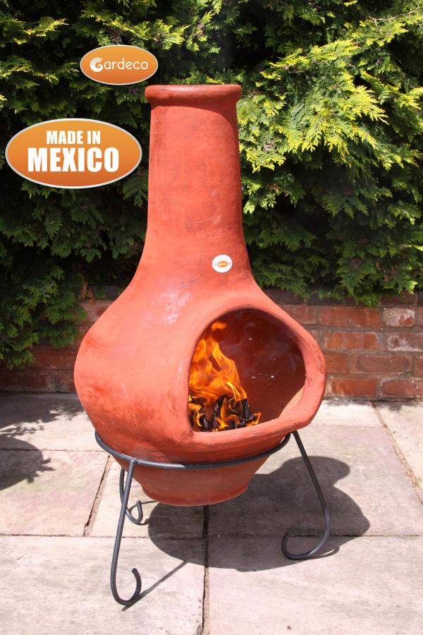 Jumbo Mexican Chimenea Tibor brown including stand and lid