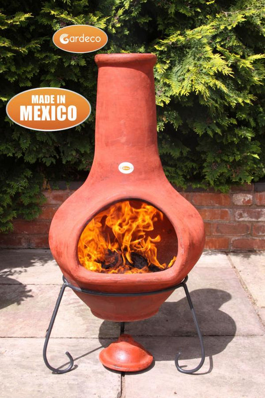 Jumbo Mexican Chimenea Tibor brown including stand and lid