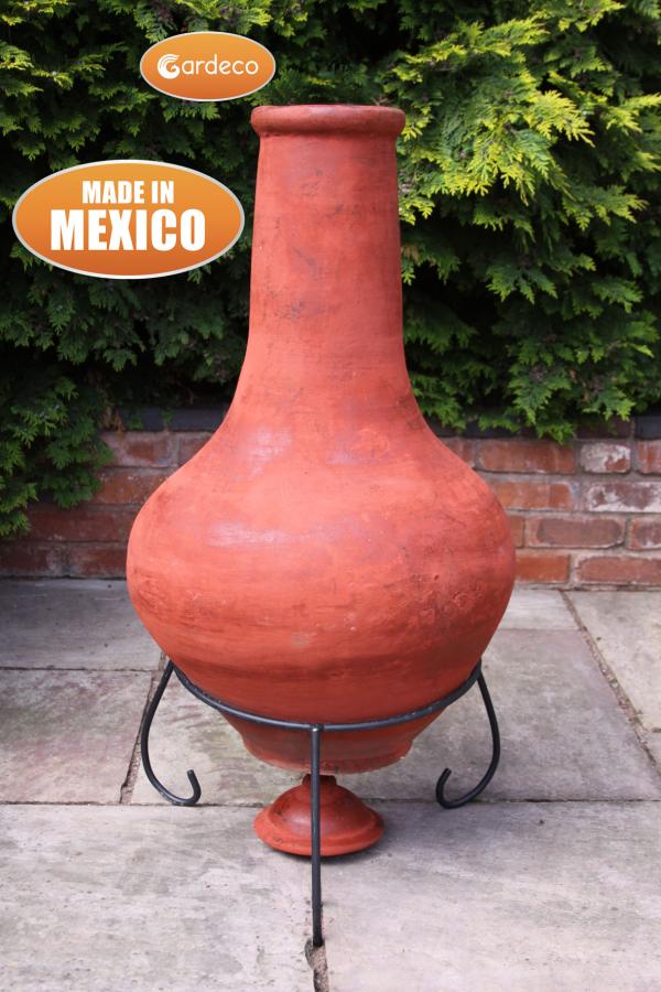 Jumbo Mexican Chimenea Tibor brown including stand and lid