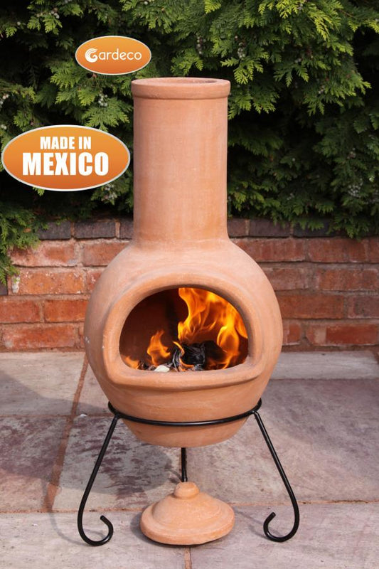 Colima Large Mexican Chimenea in Natural Terracotta