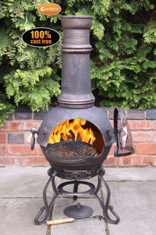 Toledo Large Cast Iron Chimenea in Bronze