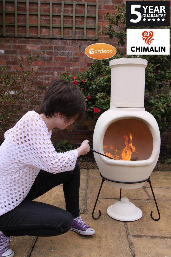 Asteria XL Chimalin AFC chimenea in natural clay, including lid & stand