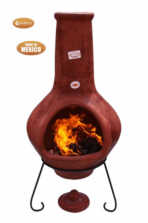 Jumbo Mexican Chimenea Tibor brown including stand and lid