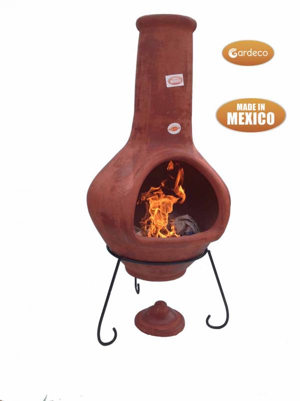 Jumbo Mexican Chimenea Tibor brown including stand and lid