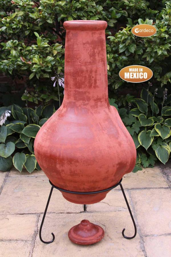 Jumbo Mexican Chimenea Tibor brown including stand and lid