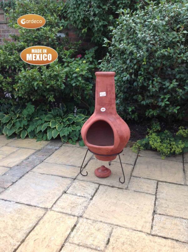 Jumbo Mexican Chimenea Tibor brown including stand and lid