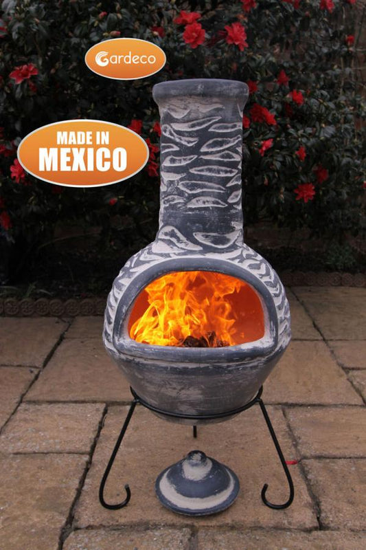 Olas Large Mexican Chimenea in Bluey Grey