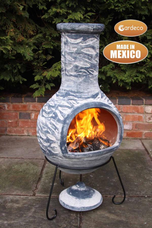 Olas XL Mexican Chimenea in Bluey Grey