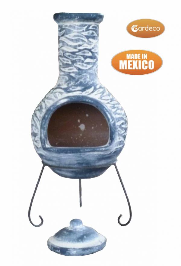 Olas XL Mexican Chimenea in Bluey Grey