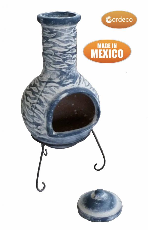 Olas XL Mexican Chimenea in Bluey Grey