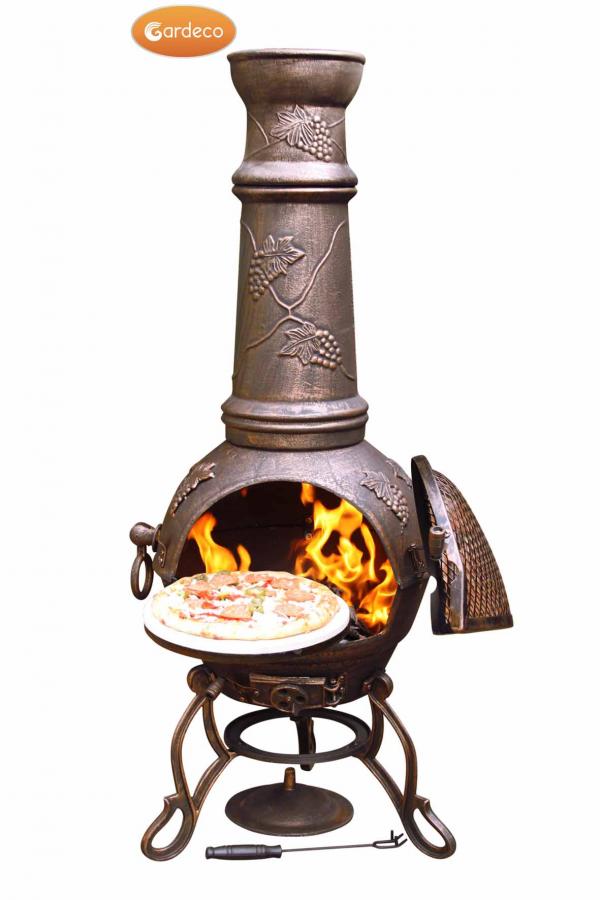 Toledo XL Cast Iron Chimenea in Bronze with Grapes