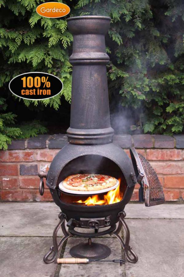 Toledo XL Cast Iron Chimenea in Bronze