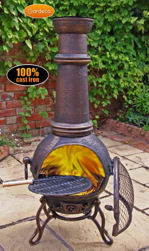 Toledo XL Cast Iron Chimenea in Bronze