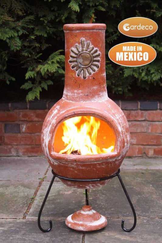 Sol Large Mexican Chimenea in Rustic Orange