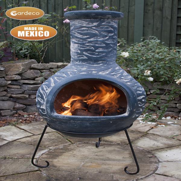 Olas XL Mexican Chimenea in Bluey Grey