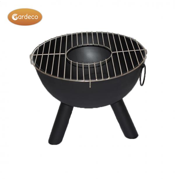 CASA black steel fire bowl 50 cm diameter including BBQ grill