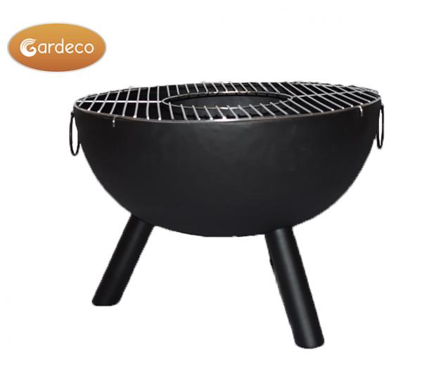 CASA black steel fire bowl 70 cm diameter including quality BBQ grill