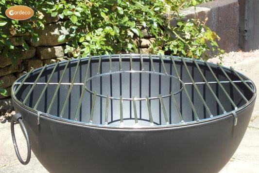 CASA black steel fire bowl 70 cm diameter including quality BBQ grill