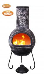 Wyre EL Dragon chimenea with cut-outs to see flames charcoal colour including stand and lid