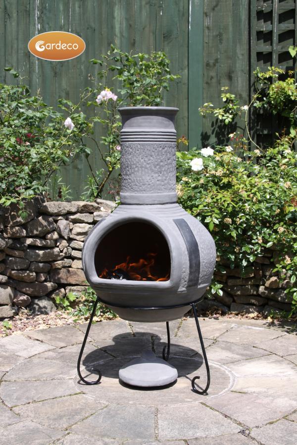 Linea X-Large Mexican Chimenea in Charcoal Grey