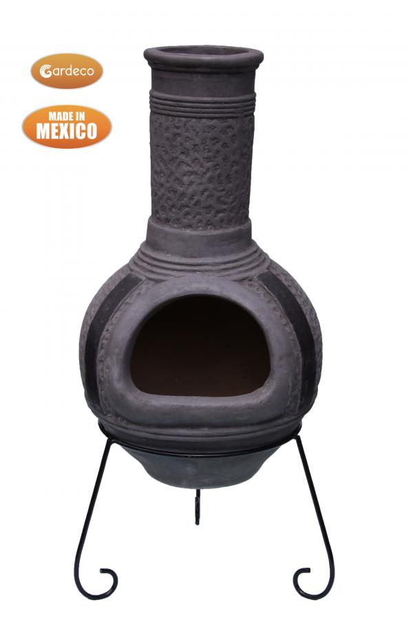 Linea X-Large Mexican Chimenea in Charcoal Grey