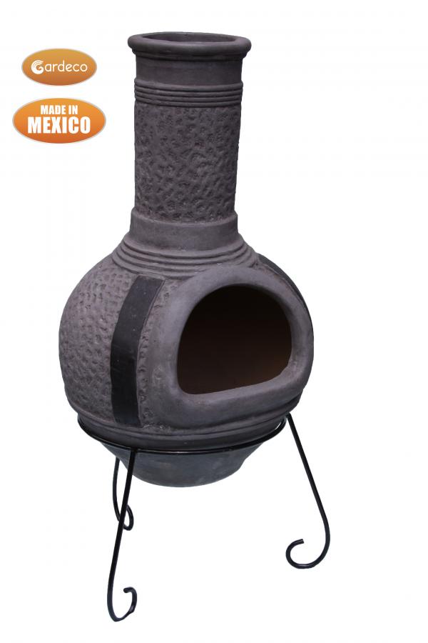 Linea X-Large Mexican Chimenea in Charcoal Grey