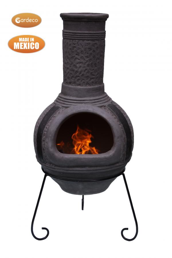 Linea X-Large Mexican Chimenea in Charcoal Grey