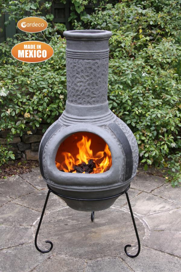 Linea X-Large Mexican Chimenea in Charcoal Grey