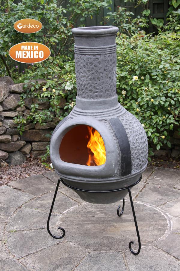 Linea X-Large Mexican Chimenea in Charcoal Grey